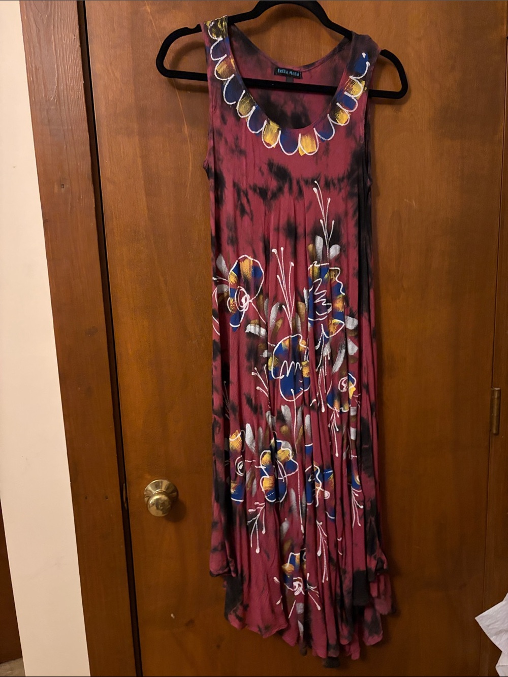 Bella Moda Asymmetrical Floral Maxi Dress in Wine